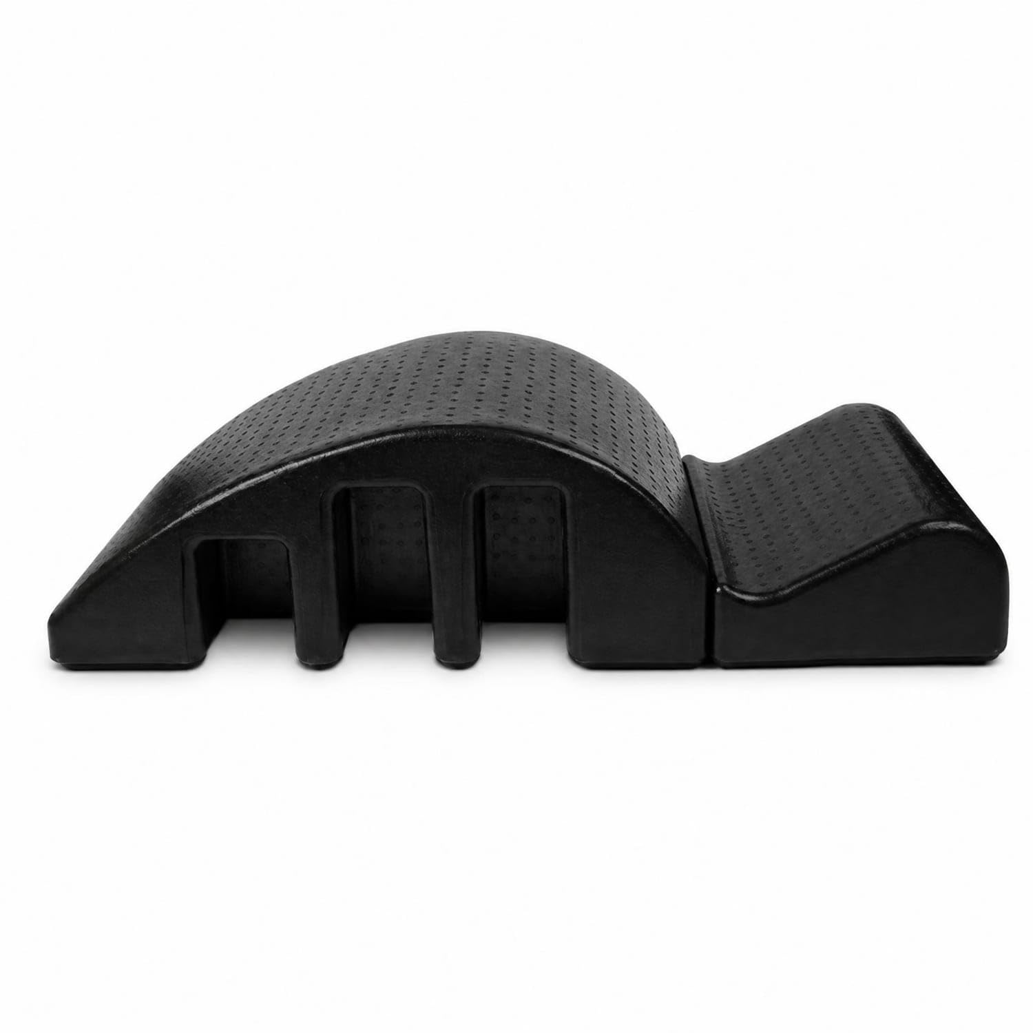 Contoured Pilates Spine Corrector Sloped Support Arched Foam Back Stretcher Textured Surface Spine Stretcher Perforated, Black-image-40