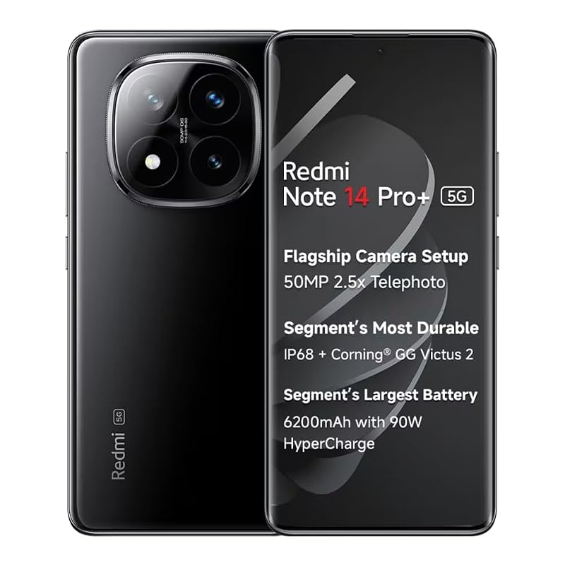 Smartphone Xiaomi Redmi Note 14 Pro+ Plus 5G Preto 8GB RAM 256GB ROM NFC Modelo 24115RA8EG