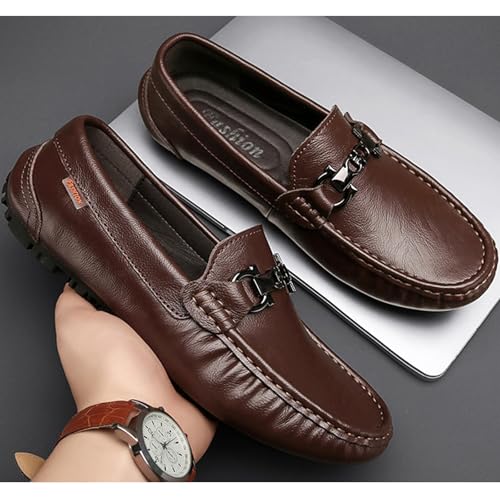 Mens Business Formal Leather Loafer Shoes Outdoor Walking Shoes Casual Lightweight Fashion Buckle Slip On Shoes for Wedding Driving Work Office4