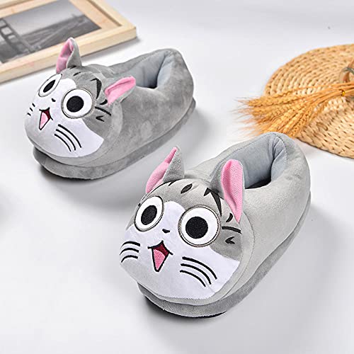 MLLM Cómodas Suave SlippersLindas Pantuflas de Felpa de Gato, Zapatos de algodón de Invierno para Damas, par de Pantuflas Calientes-Grey_37Mujer Hombres Slippers Suave