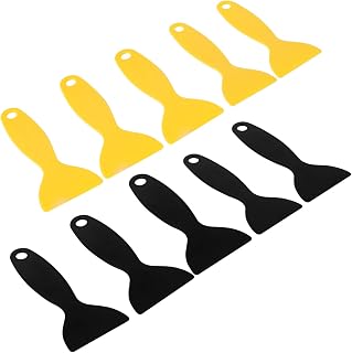 10 Pcs Plastic Scraper,Plastic Spatula Paint Scrapers, Flexible Resin Scraper, Putty Knife Set, Mobile Phone Film Decal Sticker Scraper Installation Tool, Air Bubble Remover (Black, Yellow)