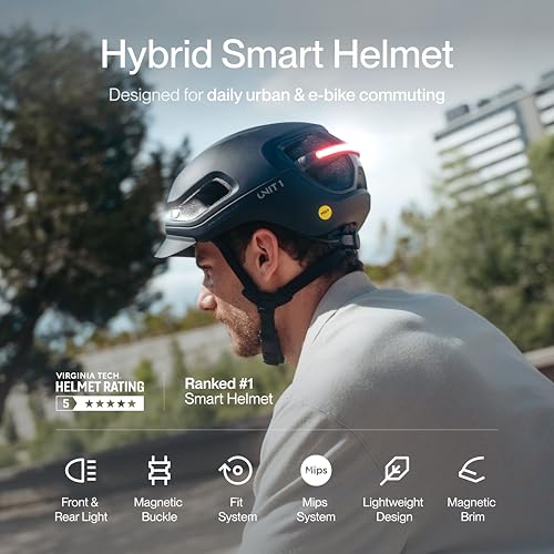 Image of AURA Smart E-Bike Helmet with MIPS Safety, NTA-8776 Certified for 28mph, Integrated 500 Lumen LED Lights, Crash Detection, Turn Signals and Automatic Brake Light