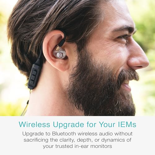 Image of MEE audio BT3 Bluetooth Wireless Adapter Cable for in-Ear Monitors - Includes MMCX, 2-pin (0.78mm) & DC connectors for Wide IEM Compatibility; Bluetooth 5.4, aptX HD, aptX Adaptive, LDAC, Auracast
