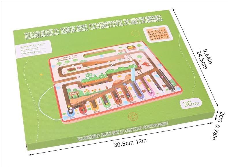 AJARVAR Wooden Magnetic Maze Board Toy – Montessori Color & Counting Puzzle Game | Learning Toy for Kids Age 3 4 5 Years | Educational STEM Board for Toddlers Boys & Girls (English Maze Board) 1
