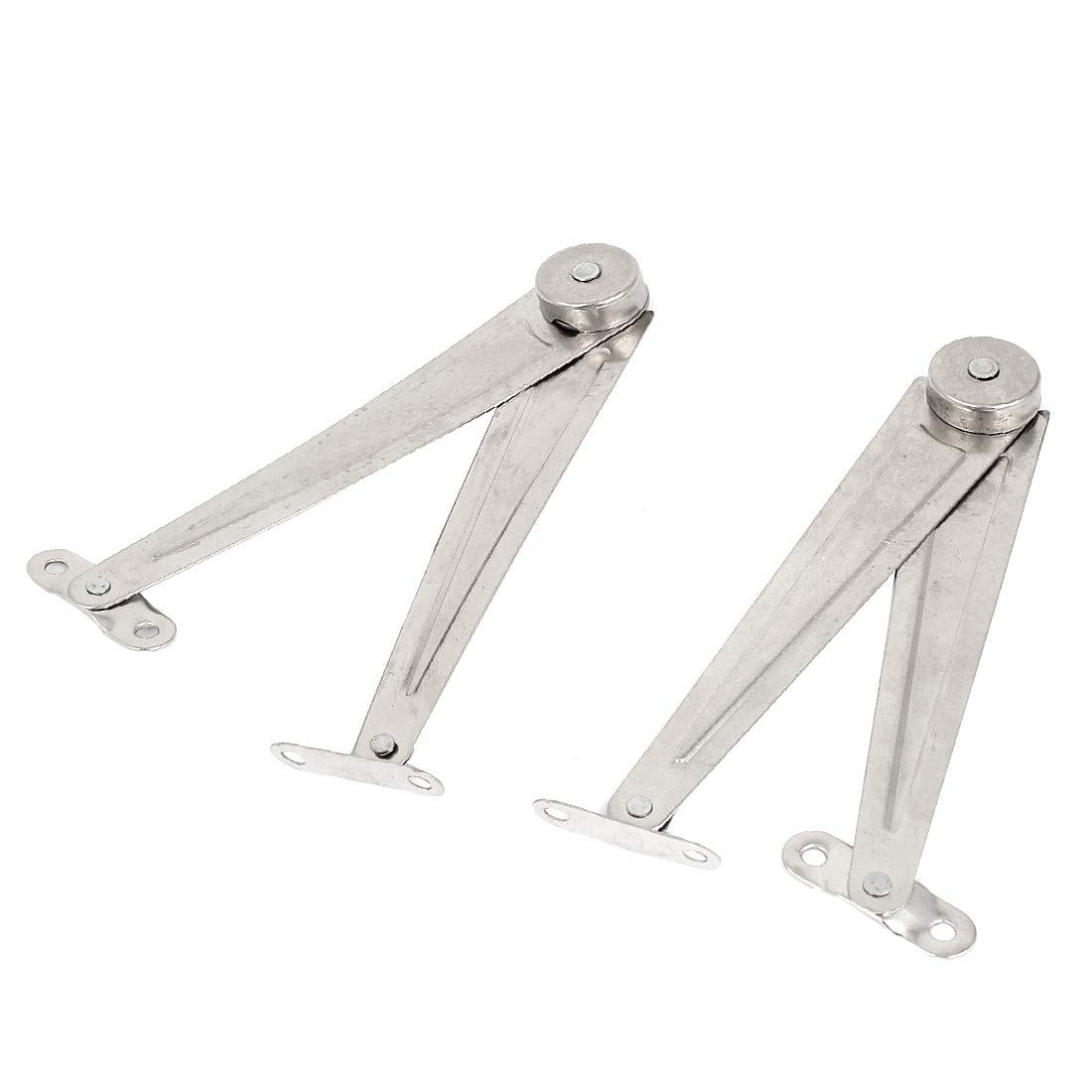 2pcs Silver Featured Tone Metal Furniture Reliable Efficacy Cupboard Door Desk Lid Support Hinge Stay
