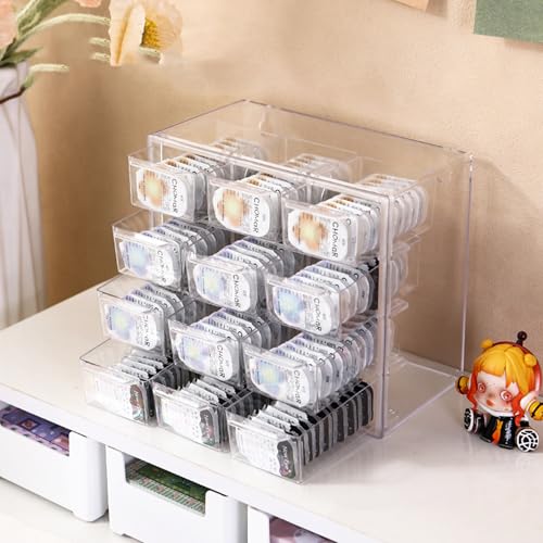 Klmnop Daily Contact Lens Organizer Case, 12 Grids Large Capacity Colored Contact Lenses Storage Box, Clear Plastic Daily Contact Lenses Dispenser for All Brand(Clear)
