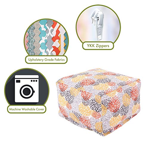Majestic Home Goods Blooms Ottoman, Large, Citrus