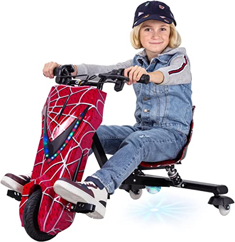 Triciclo eléctrico para niños, Drift Scooter, hasta 15 km/h, Acelerador, bocina, LED 360°