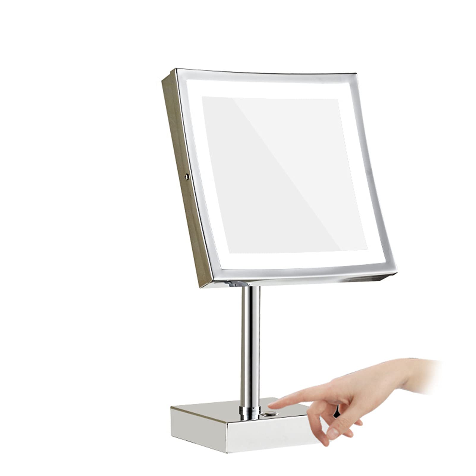 Makeup Mirror with Touch Screen, Portable Make Up Desktop Mirror, Suitable for Bedroom, Dressing Table,Metallic,Touch5X