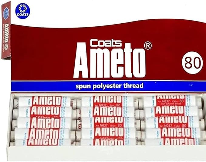 Ameto Polyester Thread 15 Reels Each spools 130 MTR (15 Rills) (White)