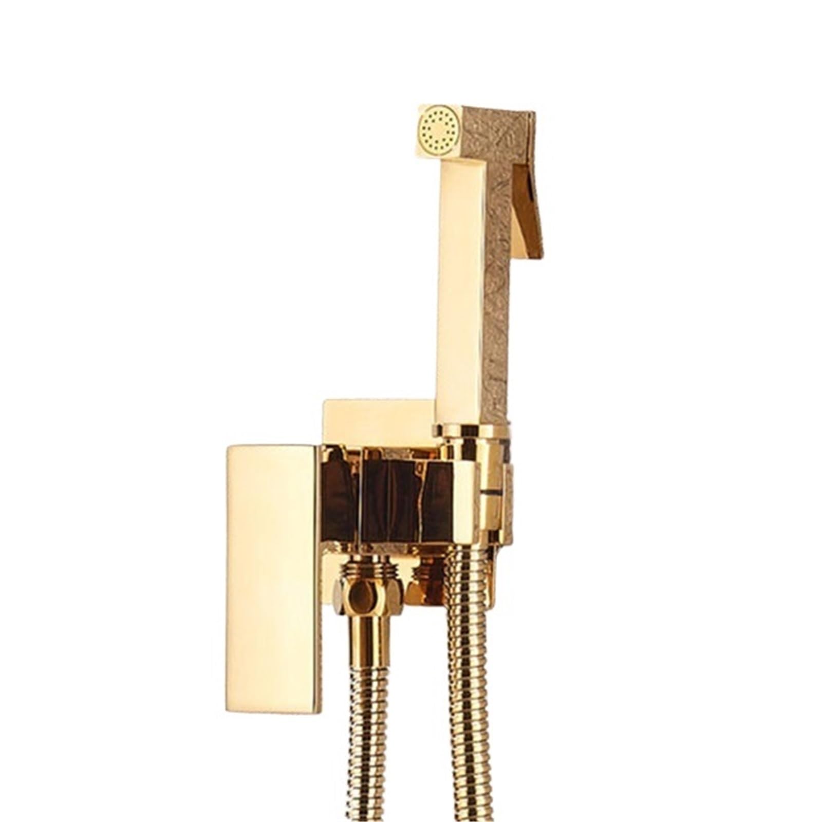 ZYCHSJXA Bathroom Black Bidet Faucet Shower Tap Cold Hot Water Mixer Crane Sprayer Head Toilet Faucets(Gold)