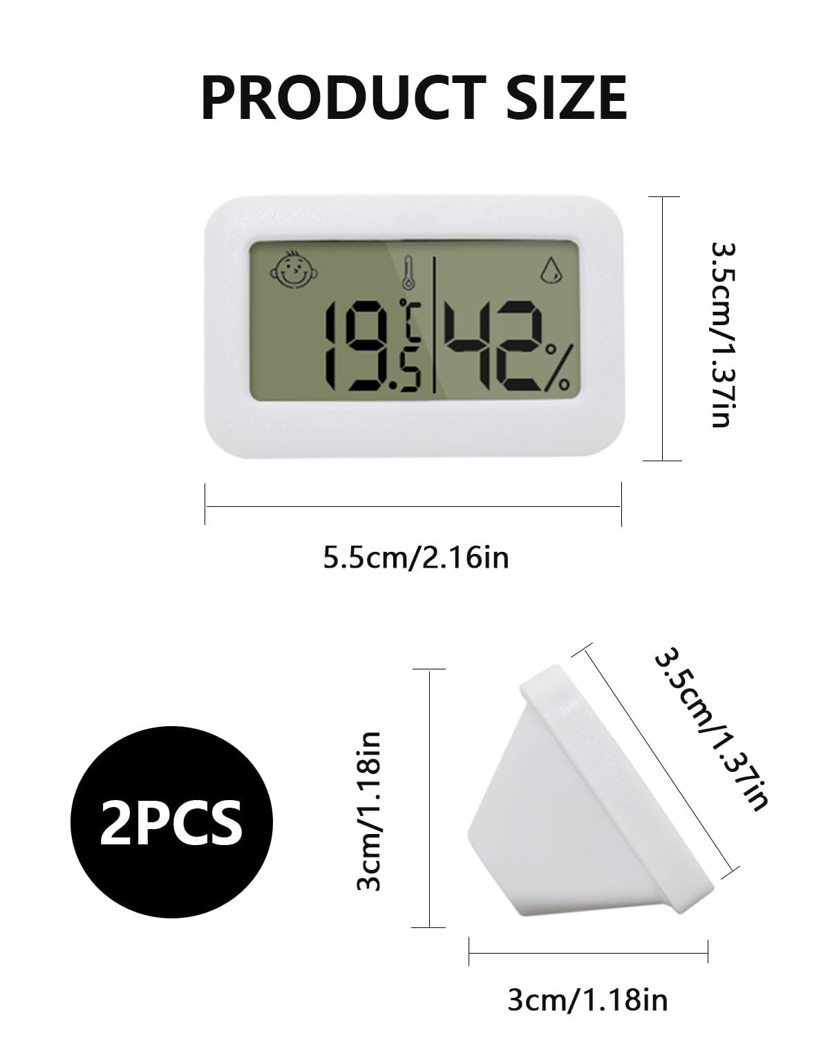 Lot de 2 Mini Hygromètres Thermomètres D'intérieur, Thermomètre Hygromètre Numérique Écran LCD Jauge D'humidité Haute Précision Hygromètre Numérique pour Cave à Serre Chambre Bébé Incubateur Reptiles
