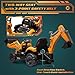 ENYOPRO 24V JCB Electric Backhoe Loader Toy Car for Kids, Battery Powered Ride on Excavator & Wheel Loader Construction Vehicle Toys w/Remote Control, Moving Parts, Adjustable Seat, Soft Start, Large