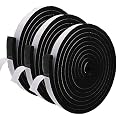 Jucoan 3 Rolls Weather Strips, Self Adhesive Rubber Foam Seal Tape, Total 49 Ft Long, 1 Inch Wide x 1/2 Inch Thick, High Density Door Seal Strip Window Insulation Soundproof Tape
