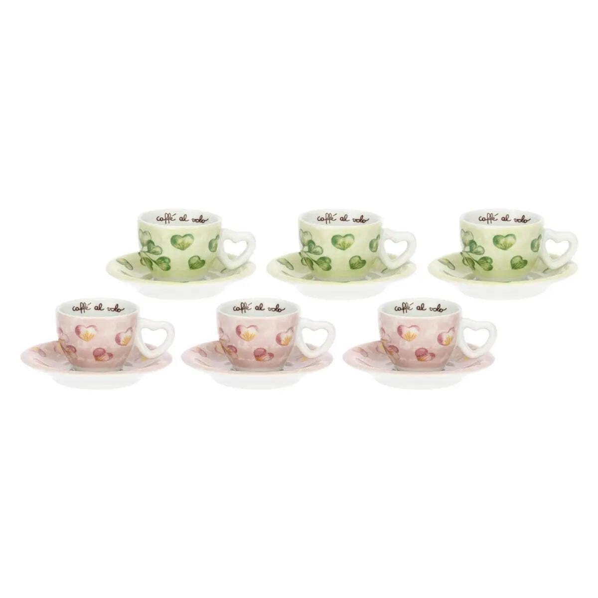 THUN - Set of 6 Espresso Cups - Porcelain - Hearts in Flower Collection - 13 x 6 cm