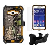 Samsung Galaxy Core Prime G360/Galaxy Prevail LTE/SM-G360/G360P (Boost Mobile,Virgin Mobile)(2014)Beyond Cell ®3 in 1 Rugged High Impact Hybrid Anti-Shock Pads Hard + Soft Durable Armor Phone Case With 2 Layer Premium Protection With Built in Kickstand & Belt Clip Holster Combo Phone Case- Hunter Tree Camo Design - FREE (HD) Screen Protector & Retail Packaging