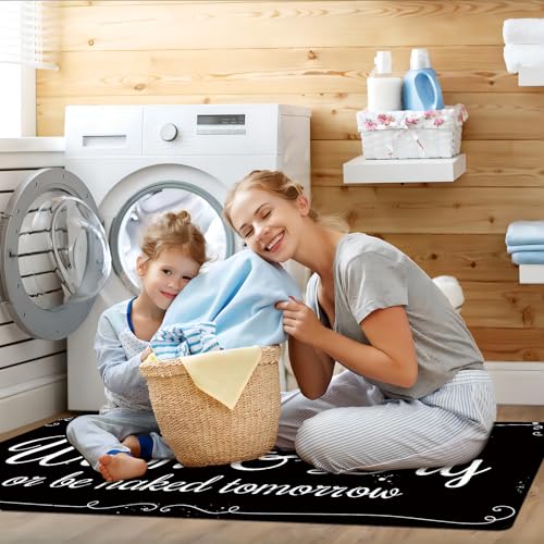 Laundry Room Rug Non Slip Floor mats Farmhouse Large Laundry Rugs for Laundry Runner Room Mat Washer and Dryer Carpet Laundry Room Decor 24x72inch(Black)