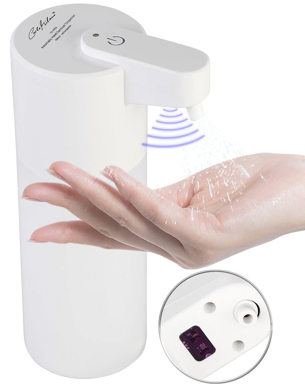Carlo Milano Seifenspender für Küche: 2er Set Autom. Akku-Spray-Desinfektionsmittelspender, IR-Sensor,500 ml (Elektroniche Seifenspender, ohne Berührung)