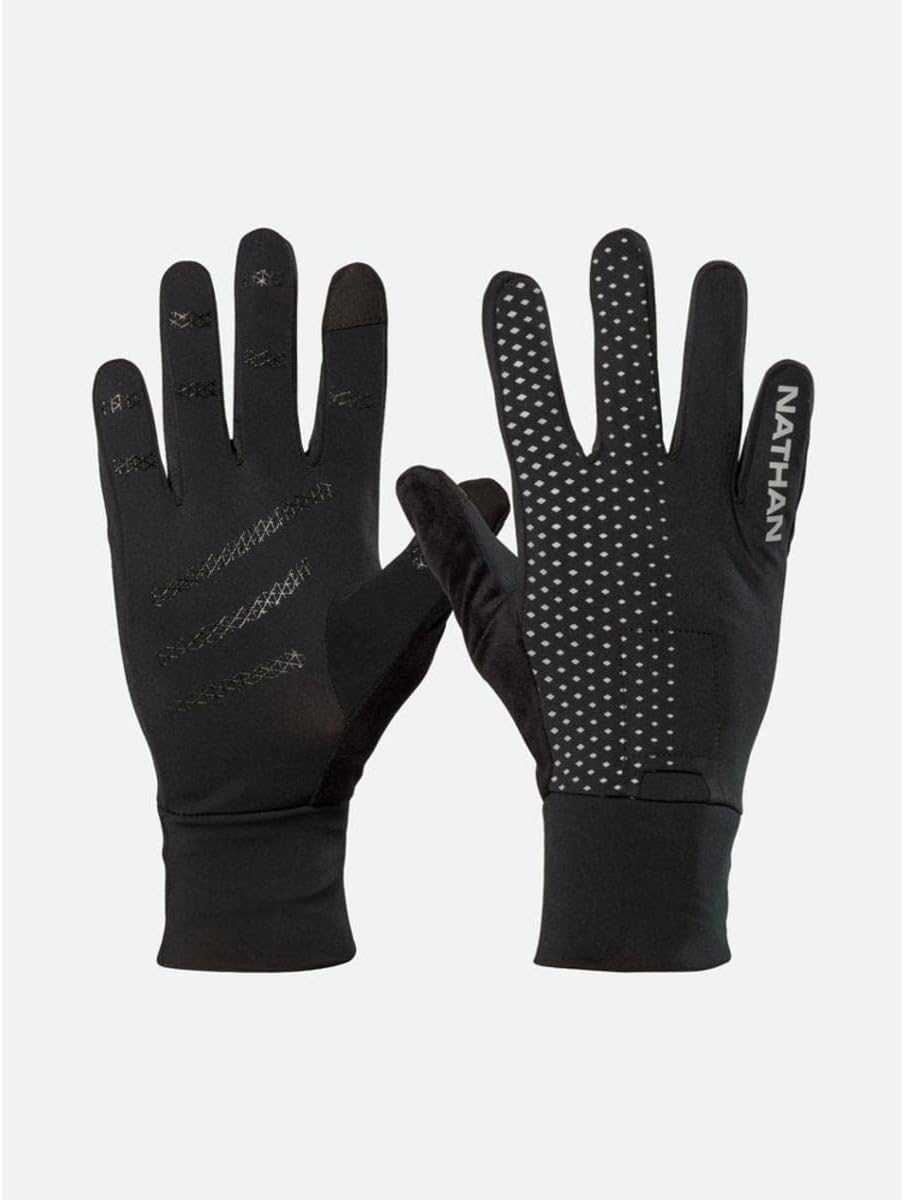 Nathan Reflective Gloves. for Running and Outdoor Activity. Touch Screen Finger for Smartphone Use.