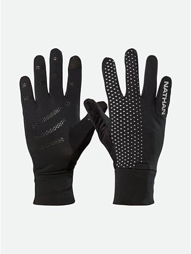 Nathan Guantes reflectantes. Para correr y actividades al aire libre. Dedo de pantalla táctil para uso en smartphone.