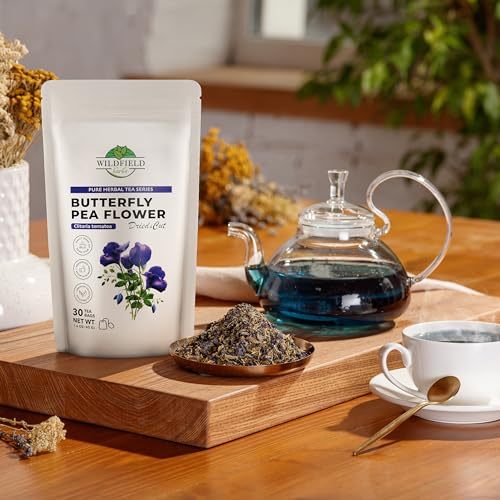 Image of 30 Bags Butterfly Tea Blue Butterfly Pea Flower Herbal Tea (Clitoria Ternatea) - 30 Count 1.5g Bags Te Azul Anchan