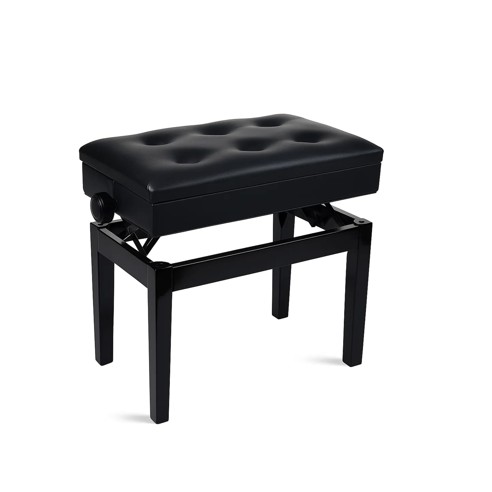 GREENSAPPIRE Klavierbank Klavierhocker Höhenverstellbar Mit PU Leder Gepolsterter Höhenverstellbarer Hocker Sitz Kissen Stauraum Taste Ablagefach Hocker Schwarz 56 x 33.5 x 58CM