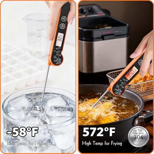 Meat Thermometer Digital with Backlight, Calibration & Hold Function, IP65 Waterproof Food Thermometer for Cooking, Outdoor Grilling, Candy Making - Image 4