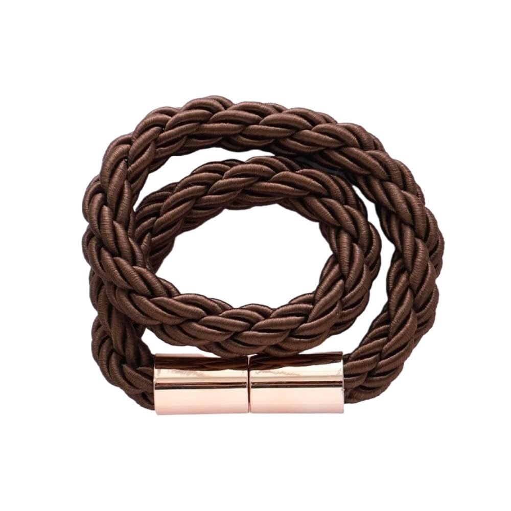 Curtain Tie Backs, Metal Curtain Magnetic Buckle Strap Creative Simple tiebacks Holders 2pcs(Brown)