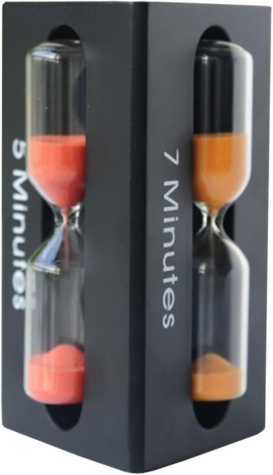 Sandglass Timer Sand Clock, 3+5+7 Minute Hourglass Simple Wooden Combination Colorful(Black)