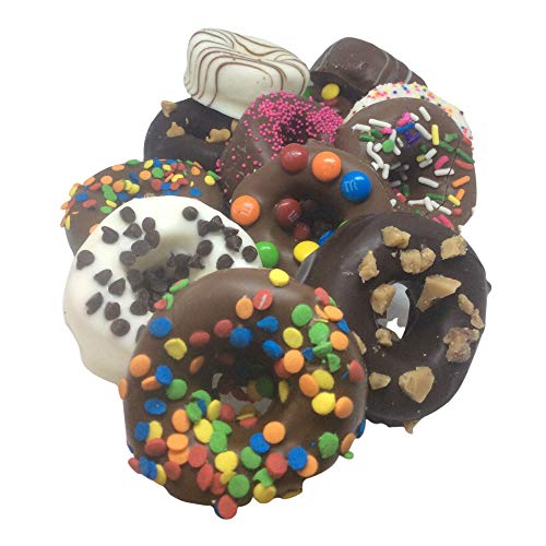 Chocolate Works Chocolate Marshmallow Donut Assortment Box 12ct. Marshmallow Dipped in Chocolate with Sprinkles, Toffee, Chocolate Covered Candies and More