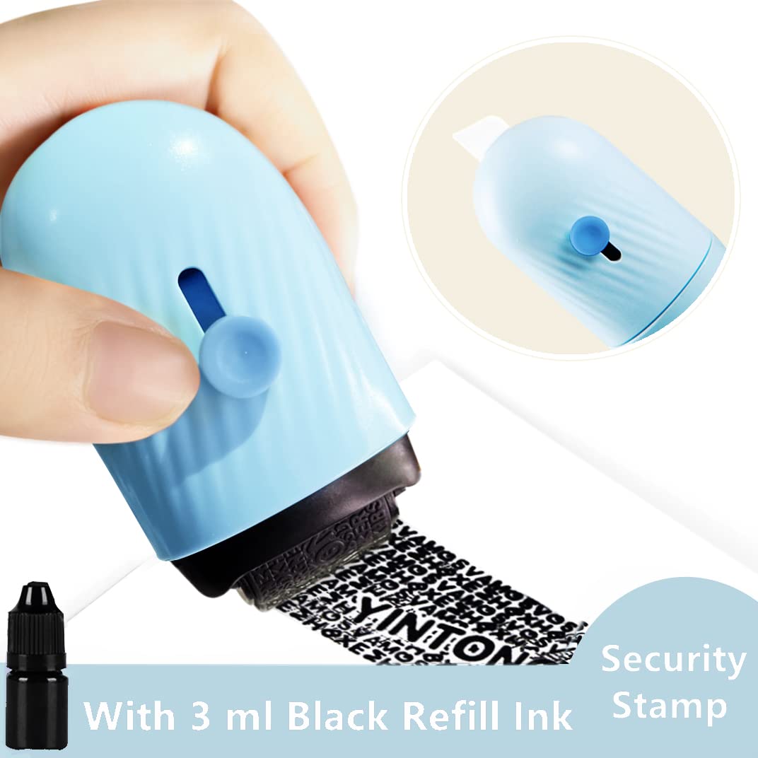 POPIN LOVER Identity Theft Protection Roller Stamp, with Retractable Box & Envelope Opener Including Refills - Designed for Secure Confidential ID Blackout Security,Anti-Theft and Privacy Safety