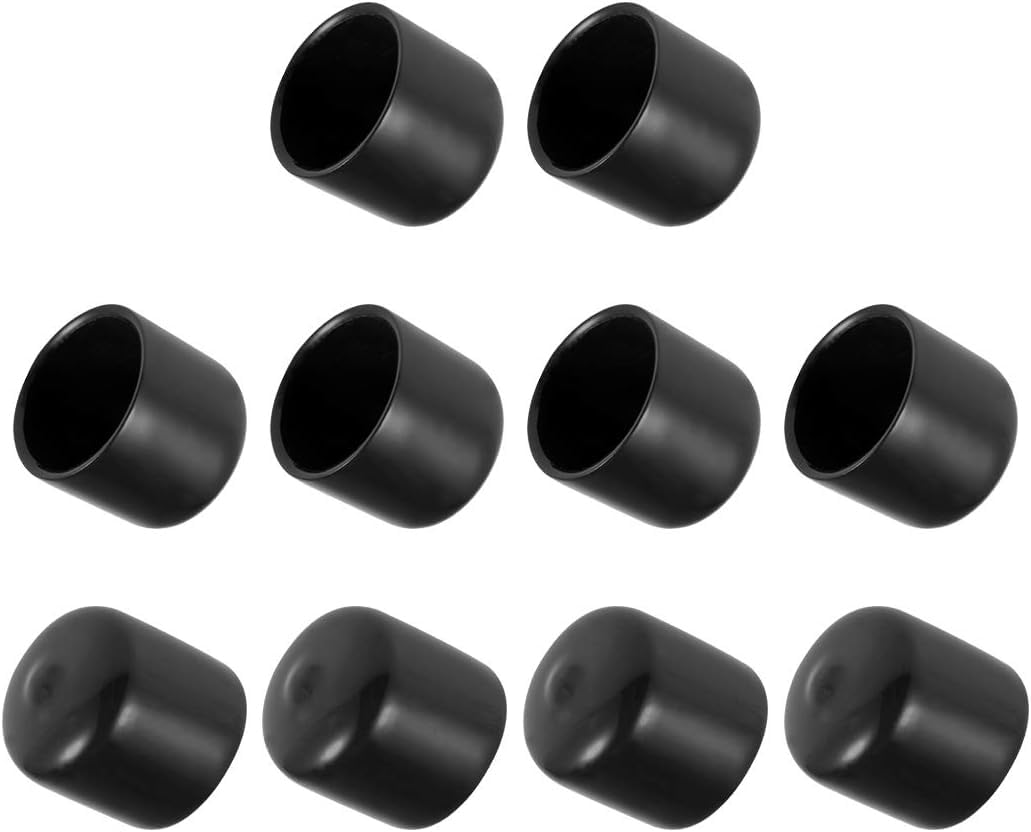 MACHSWON 10pcs Black Rubber Round End Caps, 22mm ID, Vinyl Thread Protectors for Screws Tubes, Cables, Wires, etc