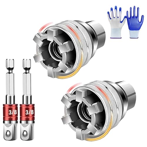 Multi-Function Universal Socket Wrench Tool - Universal Maintenance Tool 3/8-3/4 Adjustable Universal Socket Wrench Adjustable Universal Sleeve for Home Appliance DIY Auto Repair (2pcs)