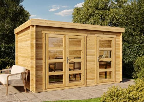 Alpholz Gartenhaus Paloma Grande aus Holz in Naturbelassen mit 28 mm Wandstärke, inkl. Fußboden