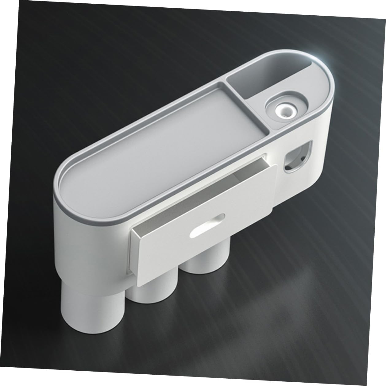 Garneck Punch Wall Mounted Toothbrush Holder with Automatic Toothpaste Dispenser Bathroom Organizer Space-Saving Abs Gargle Rack for Dry Clean Storage Versatile Overhang Design with Three