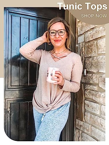 Niashot Fall Sweaters For Women Criss Cross V-Neck Cute Long Sleeve Tops Khaki L #TOP1