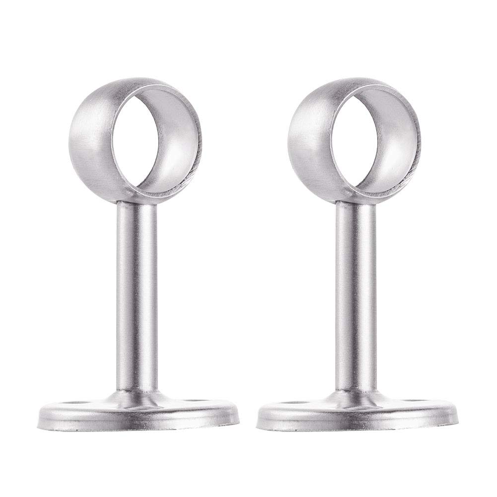 Increway Silver Stainless Steel Wardrobe Pipe, Dia 19Mm(3/4") Closet Lever Support Rod Holder Socket Bracket, Set Of 2