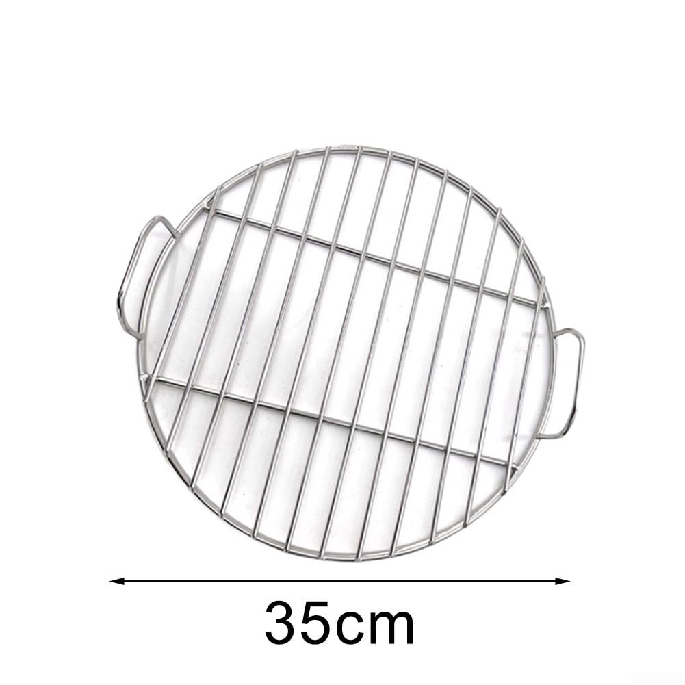 Parrilla redonda de acero inoxidable, parrilla antiadherente para barbacoa con clips, parrilla de cocina para reuniones familiares, cocina al aire libre (35 cm)