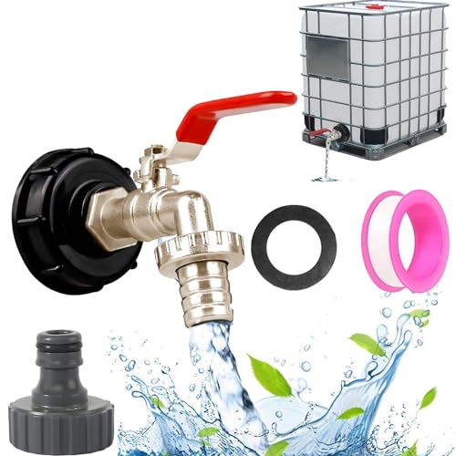 hufhnwso Cisterna Acqua 1000 Litri, 3/4 Serbatoio,Rubinetto Giardino,Tappo per Cisterna 1000L