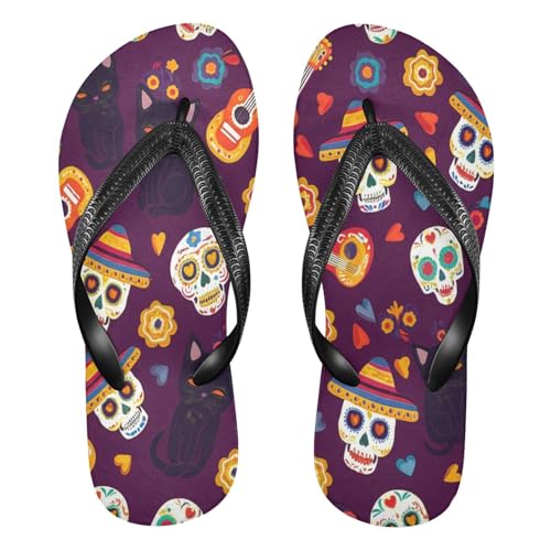 Nander Guitar Skull Sandal Flip Flops of Men's & Women's,Beach Slippers Flip Flops Shower Shoes