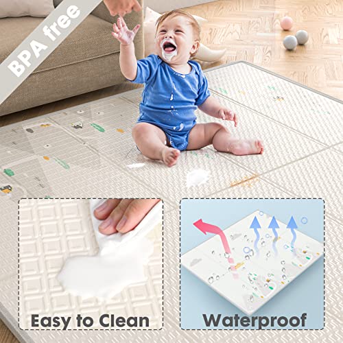 ZEEBABA Baby Playpen with Mat, Playpen for Babies (59x59x27inch), Kids Safety Play Pen for Babies and Toddlers, Extra Large Playpen Playmat, Baby Playpen Fence Gives Mommy a Break, Large Baby Play Yard - Image 6