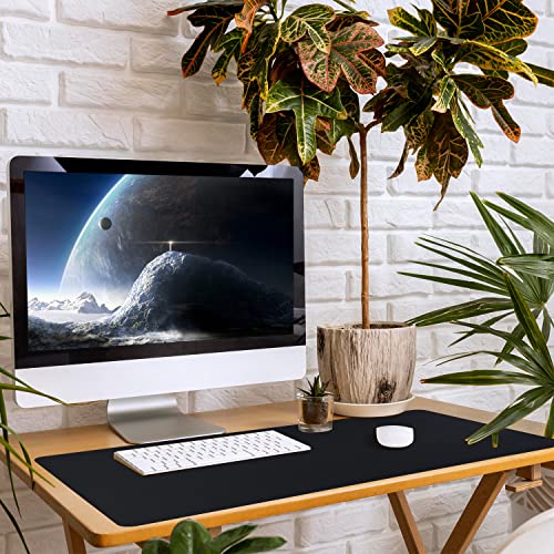 Image of Bloss Leather Desk Pad, Non-Slip Desk Protector Mat, Black (15.7 x 31.5 Inches)