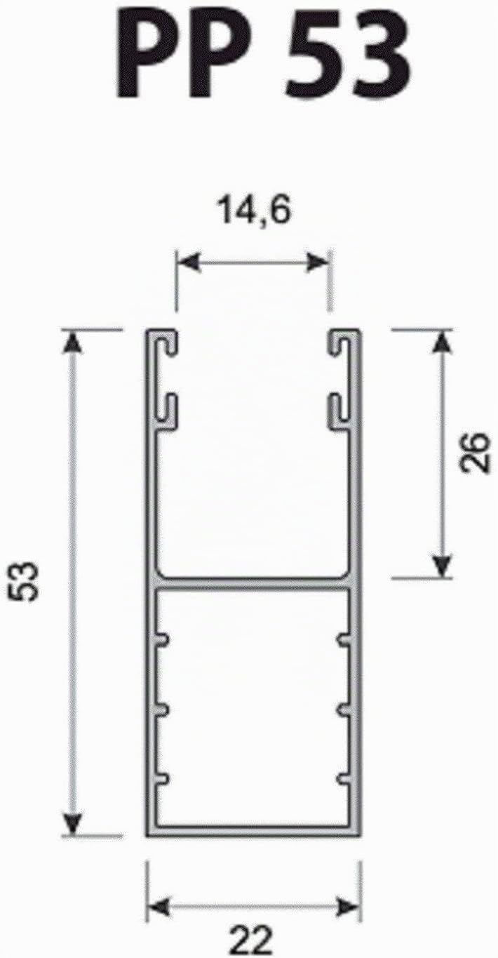 Führungsschiene aus Alu für Mini Vorbaurollladen Rolladen 53x22mm + Bürstendichtung | 220cm, Farbe Silber