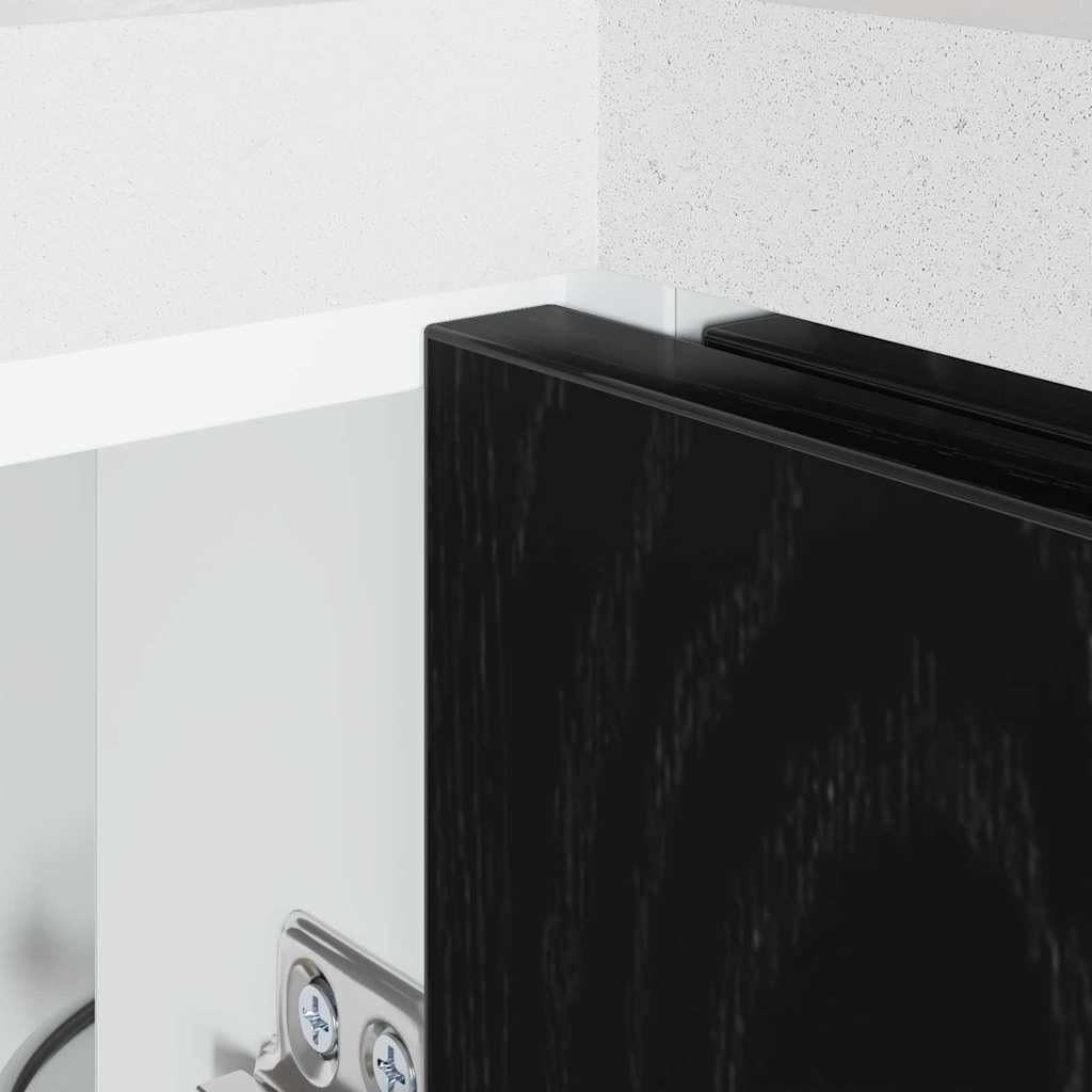 Armadio angolare da cucina nero effetto quercia in legno 86 x 46 x 81,5 cm con anta, ampio spazio per cucina, sala da pranzo e dispensa, versatile armadio multiuso
