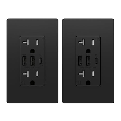 ELEGRP Tomacorrientes USB, toma de pared de 3 puertos, toma eléctrica de 30 W 6.0 A, toma de corriente resistente a manipulaciones de 15 amperios