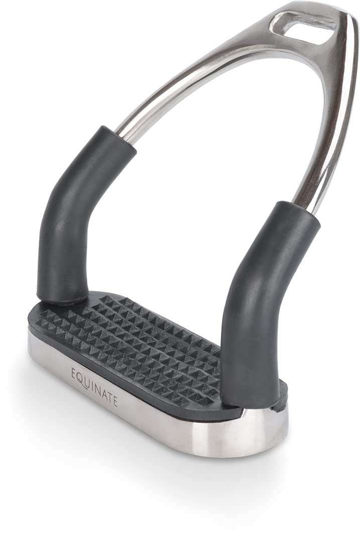 Equinate Sicherheitssteigbügel Fremont 12cm Edelstahl Anti-Rutsch Trittfläche Gummi 2 Stück