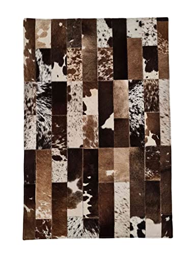Tapis patchwork en cuir de vache, naturel, de qualité supérieure, tapis de salon, style vintage