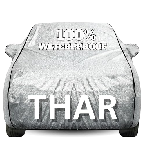 Image of Waterproof Car Body Cover - 100% Water Proof Custom Fit New Car Covers, Outdoor Full Protecting Cover for Thar (All Models) with Free Storage Bag - UV, Rain & Dust, All Weather Protection