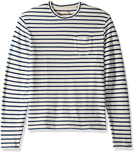 Lucky Brand Men's Casual Long Sleeve Stripe Raglan Crew Neck Shirt, Indigo, L