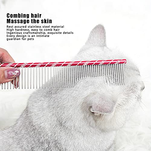 Kam voor Het Verzorgen van Huisdieren, Dunne en Dichte Dubbele Tand Open Knoop Kam, Hulpmiddel voor Het Verzorgen van Huisdieren voor Lang- en Kortharige Honden, Katten en Andere Huisdieren(Rood) - Afbeelding 3